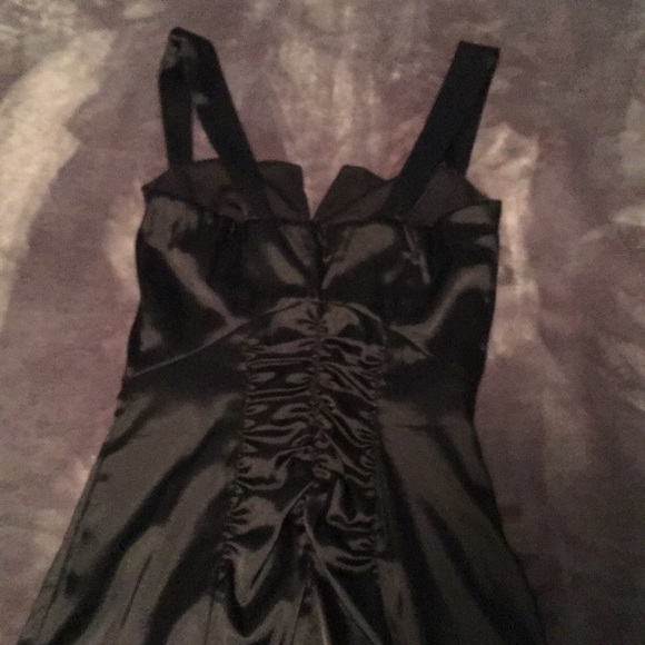 Satin black mini dress. - Picture 3 of 5